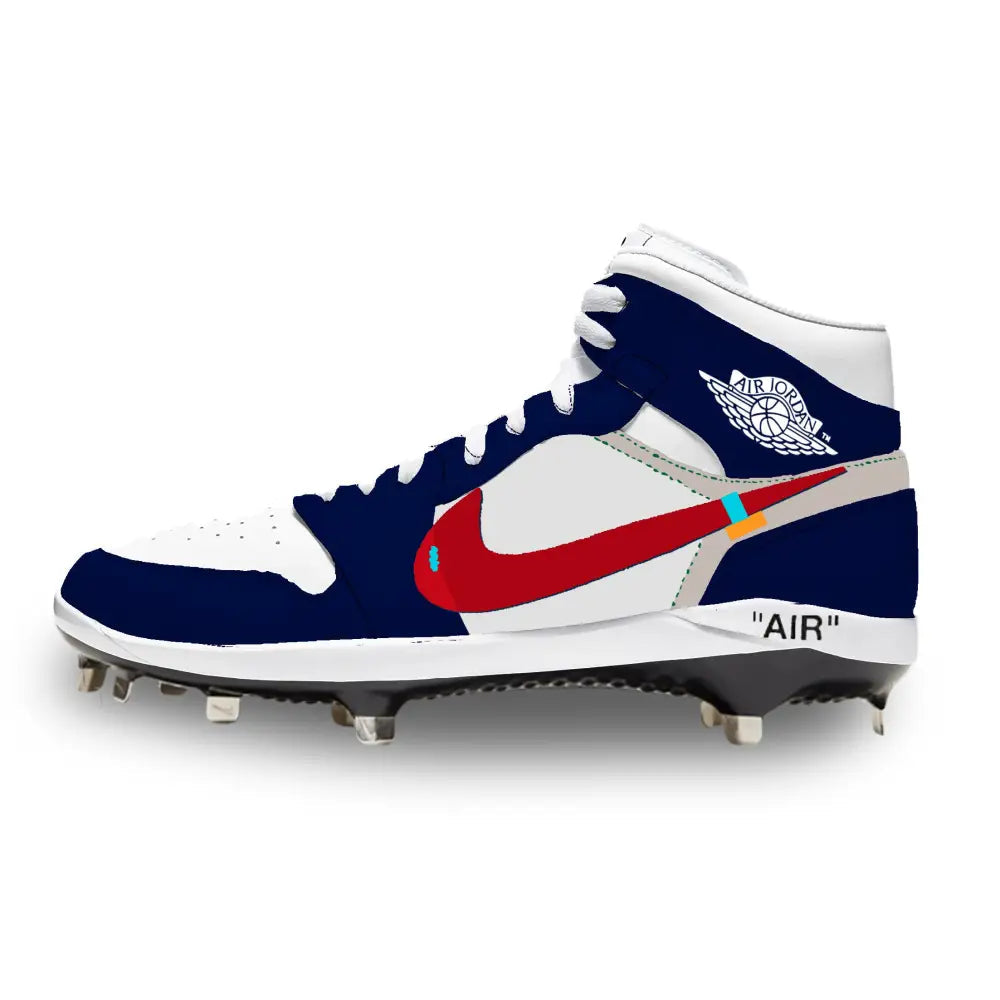 Navy and White Jordan 1 Retro Baseball Cleat Sneakers for optimal performance