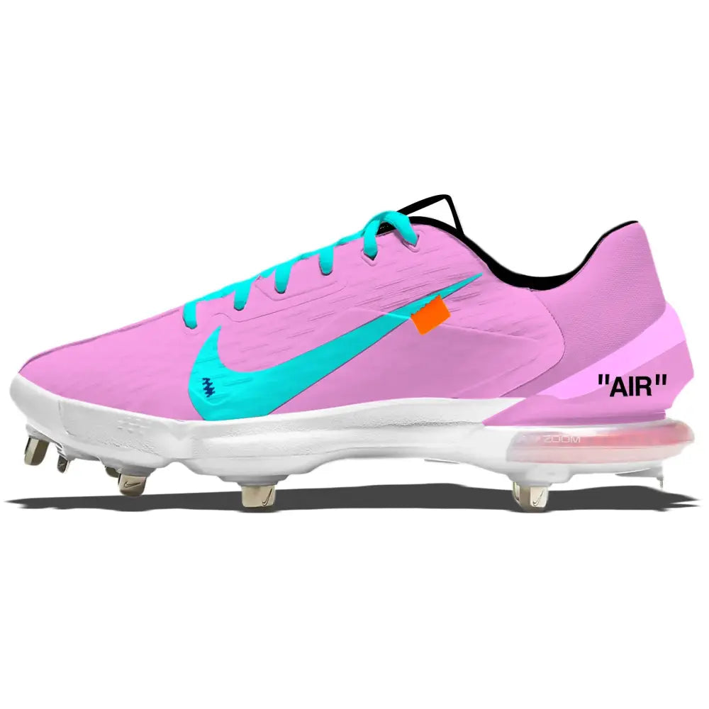 Pink and turquoise Nike Force Zoom Trout 7 Pro Cleats from Neon Hype collection