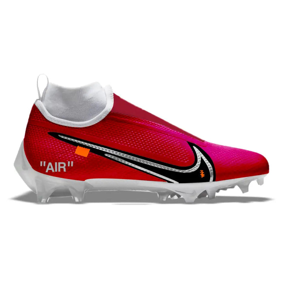 Red and white Nike Vapor Pro 360 football cleat from Off Atlanta collection