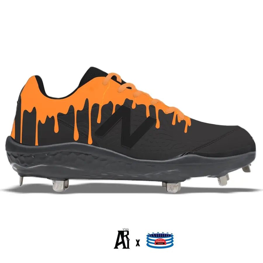 Black and orange Baseball Cleat from Orange Drip New Balance 3000v5 Cleats