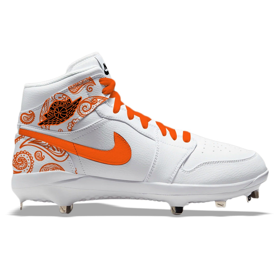 ’Orange Paisley’ Jordan 1 Retro Cleats - Cleats