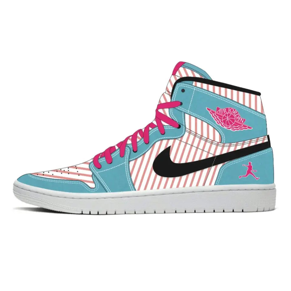 High-top Jordan 1 Mid sneaker with pink accents from Osaka collection