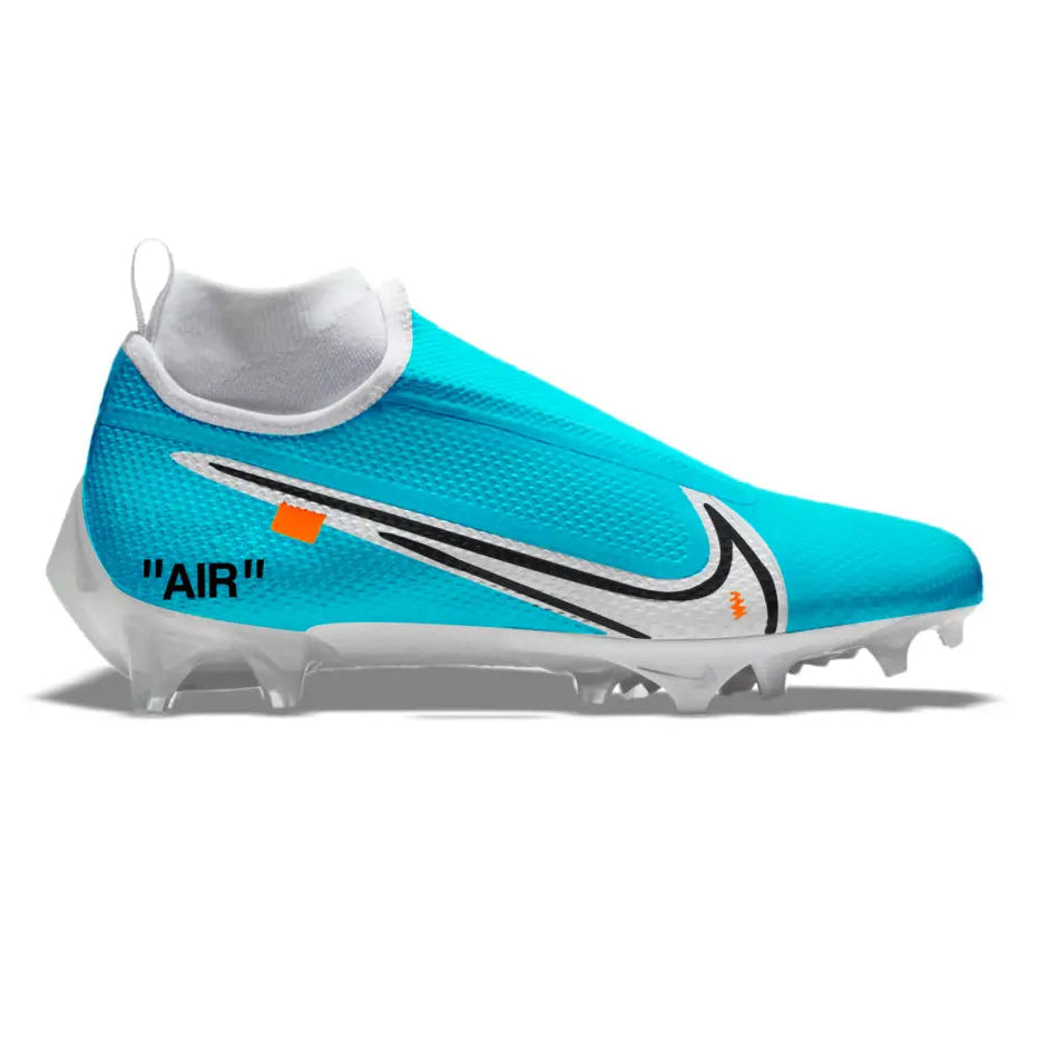 Blue and white Nike Vapor Pro 360 football cleat from OW Blue collection