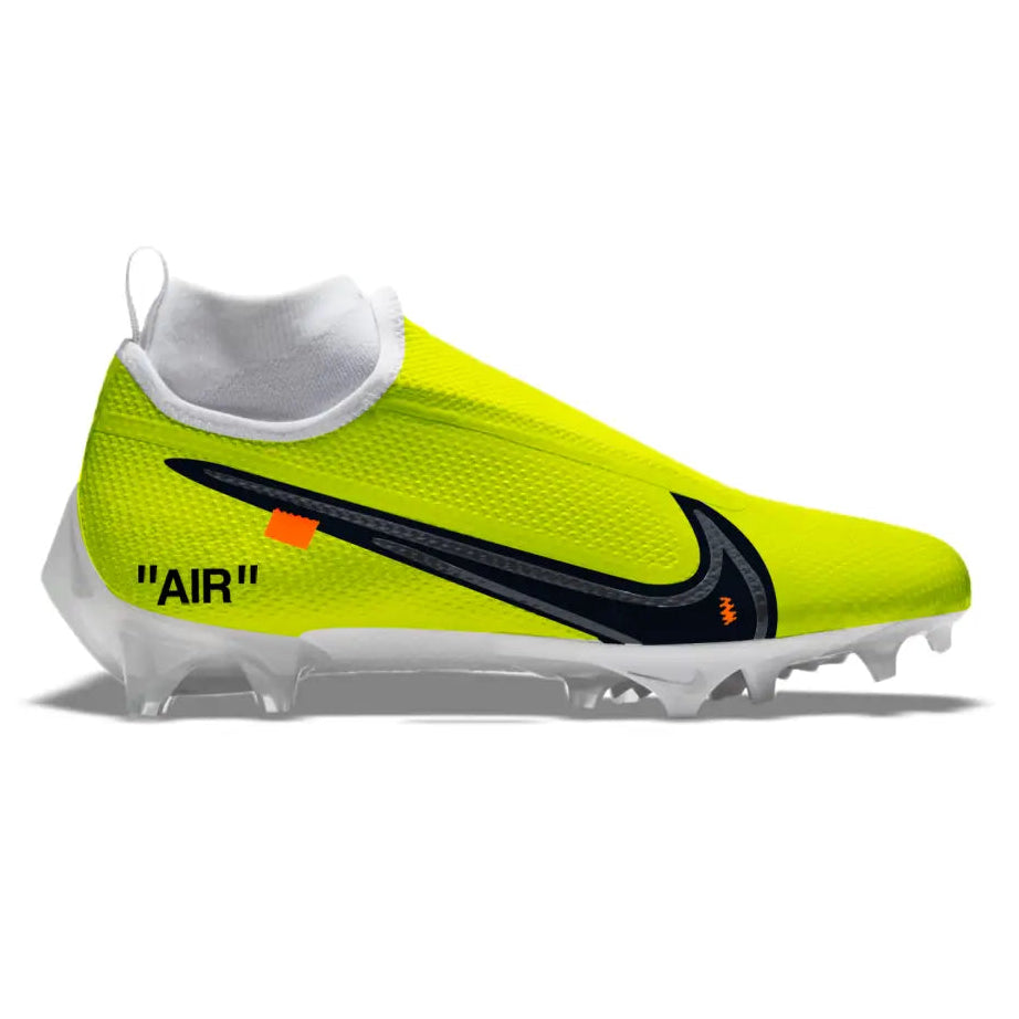 Neon yellow Nike Vapor Pro 360 football cleats displayed in the OW Volt Nike product image