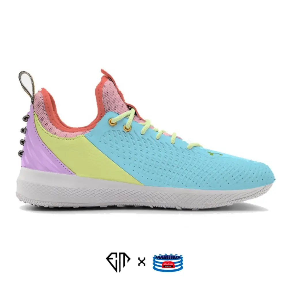 Colorful high-top athletic shoe from Under Armour Harper 5 Turf Shoes collection
