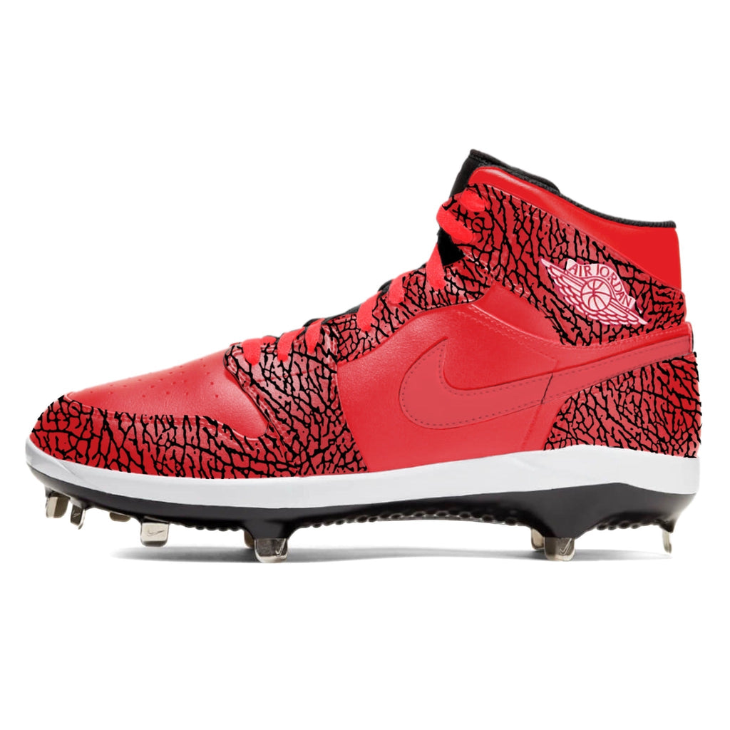 all red jordan cleats