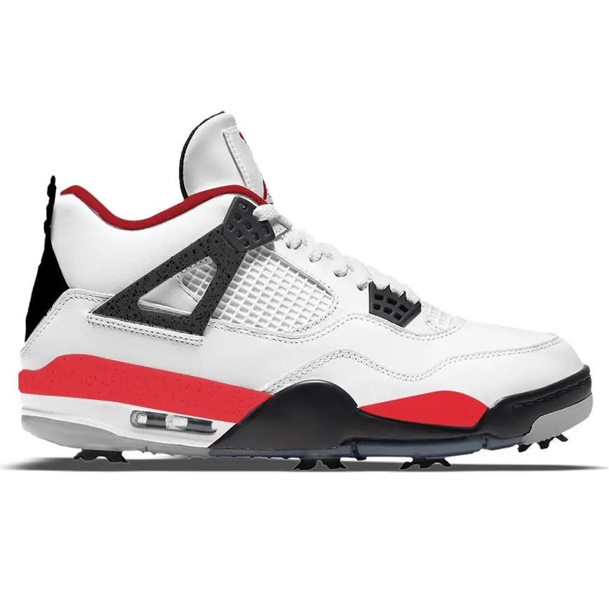 Red Racer Jordan 4 Retro Golf Shoes showcasing stylish Air Jordan golf shoe design