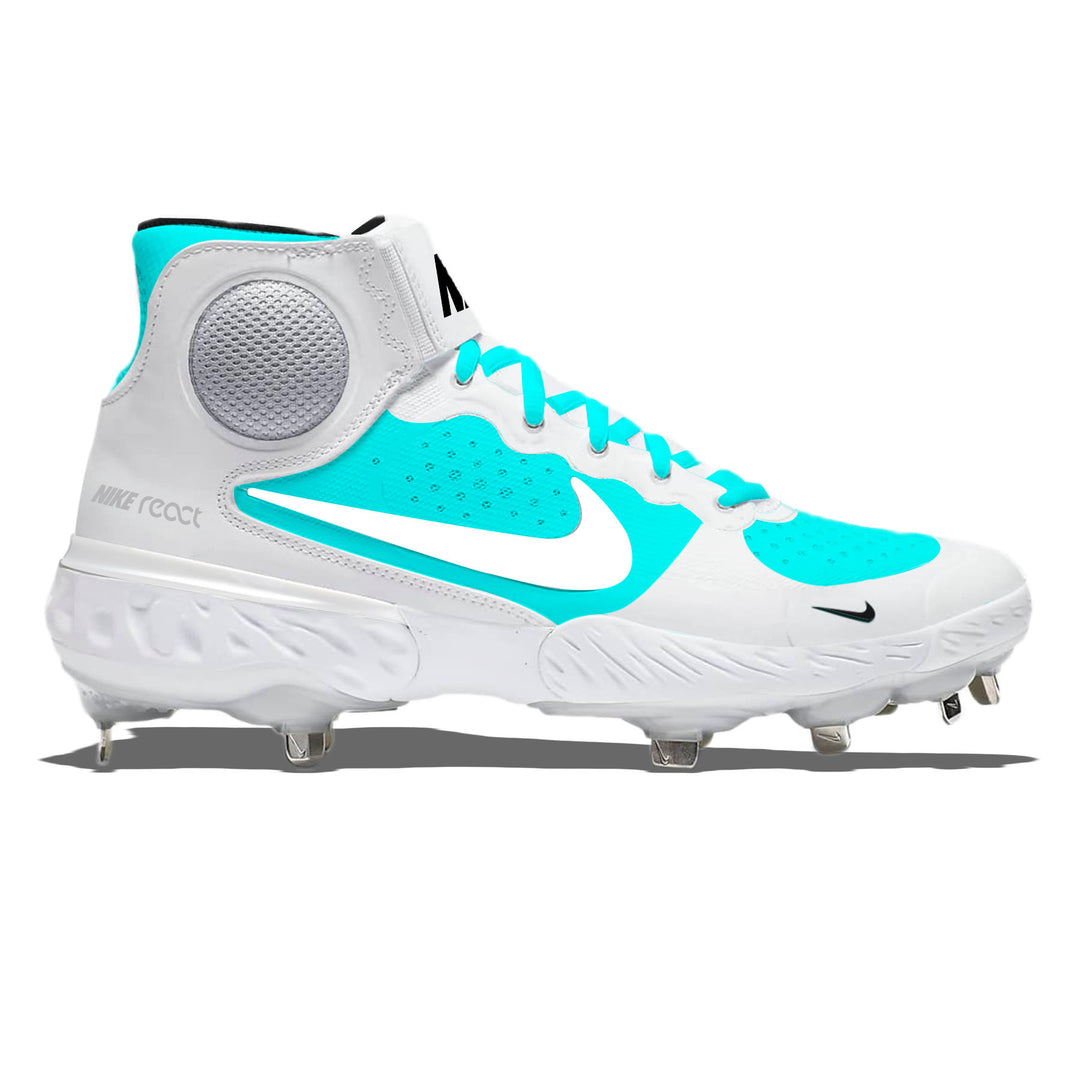 ’Retro Teal & White’ Nike Alpha Huarache Elite 3 Mid Cleats - Cleats
