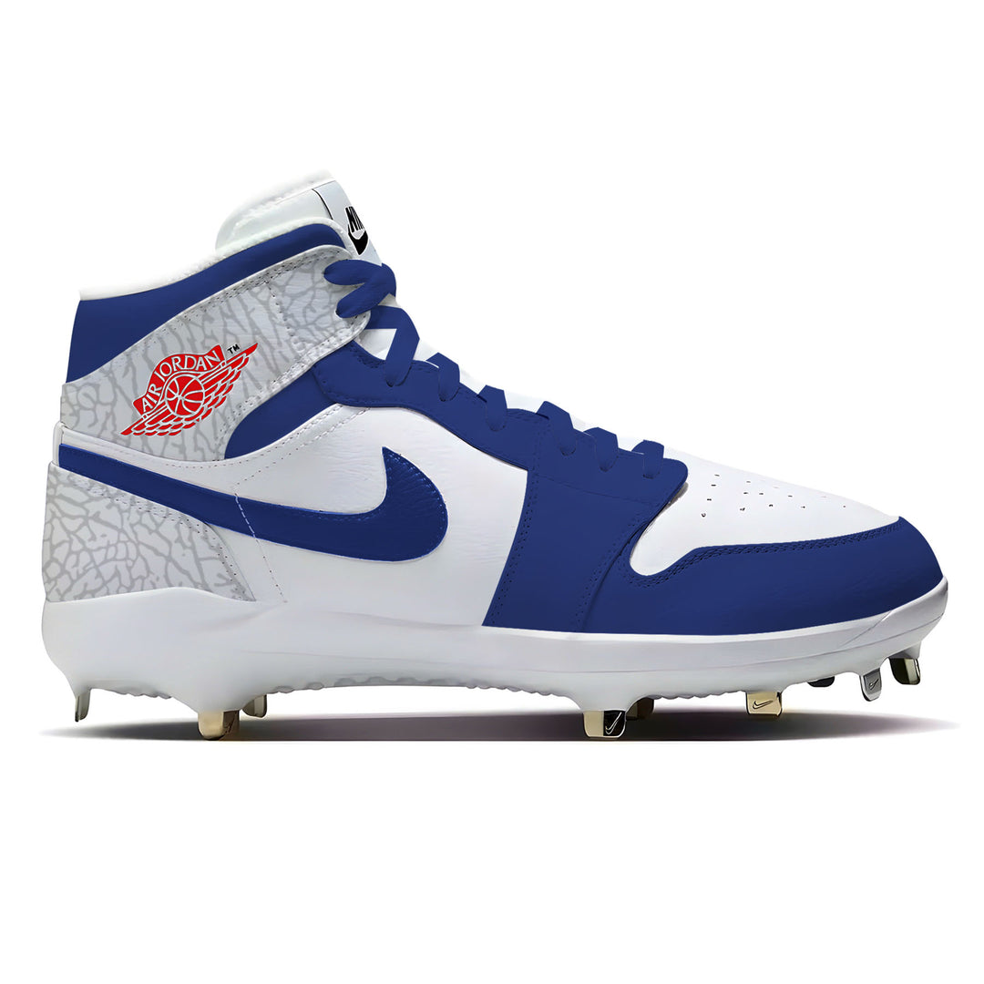 Blue and white Royal Elephant Jordan 1 Retro Cleats baseball cleat for athletes