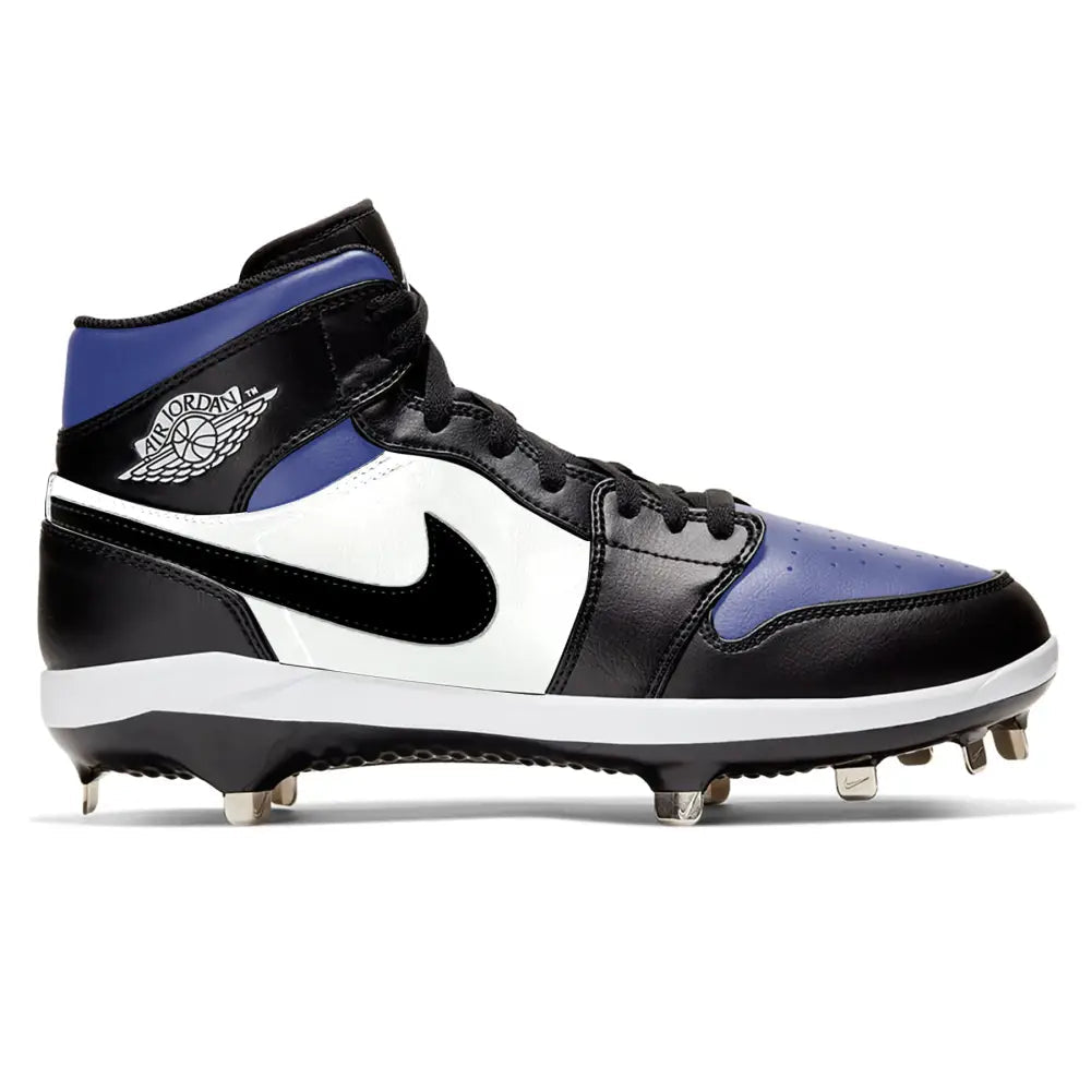 Black and purple Royal Toe Jordan 1 Retro baseball cleat for improved performance