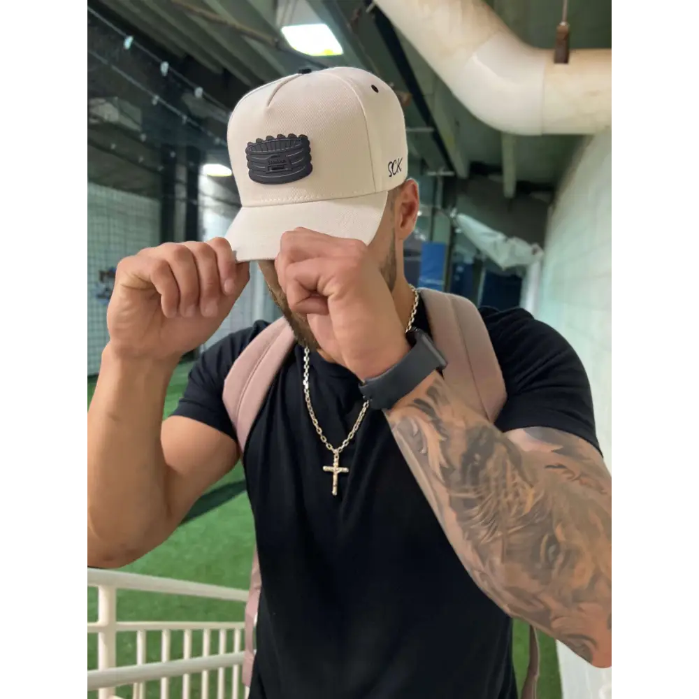 SCK Matte Black Emblem x Cream White Snapback Hat