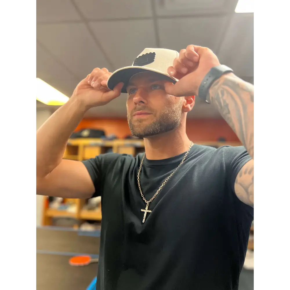 SCK Matte Black Emblem x Cream White Snapback Hat