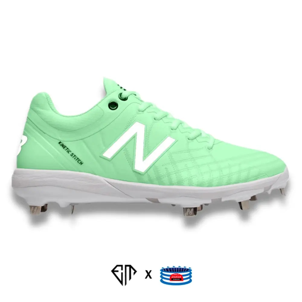 Mint green New Balance 4040v5 baseball cleat in Sea Green Pastel style