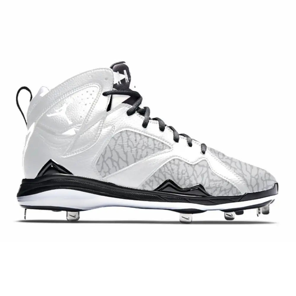 White and gray Silver Elephant Jordan 7 Retro Cleats for baseball sports footwear
