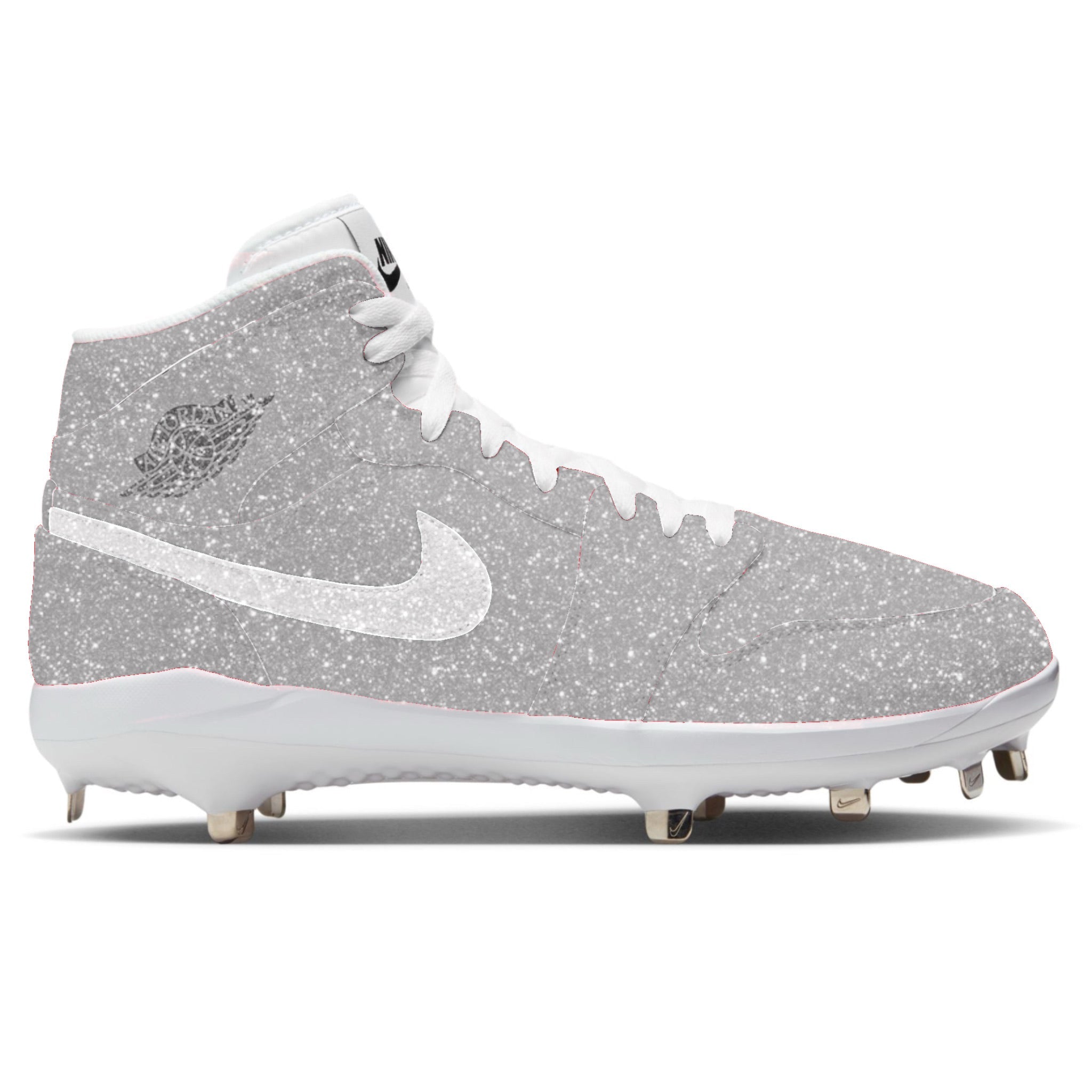 white jordans silver glitter