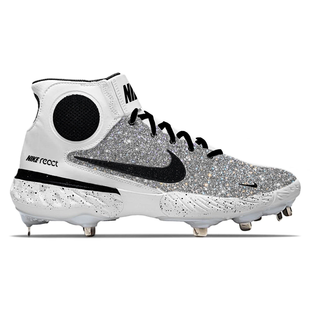 ’Silver Glitter’ Nike Alpha Huarache Elite 3 Mid Cleats - Cleats