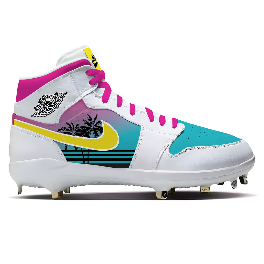 Miami-themed baseball cleat from South Beach Jordan 1 Retro Cleats collection