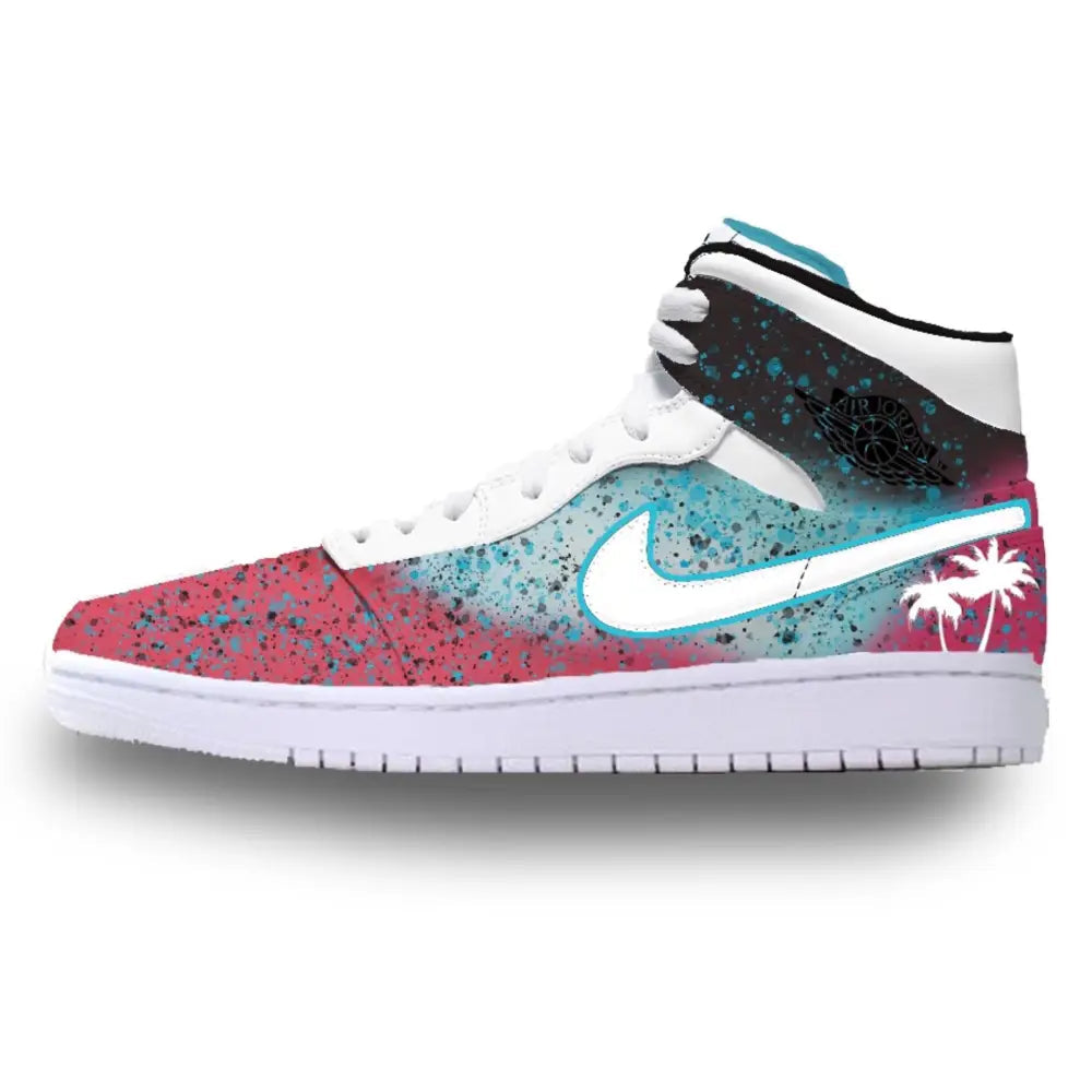Miami-themed high-top sneaker from South Beach Splatter Jordan 1 Mid Shoes
