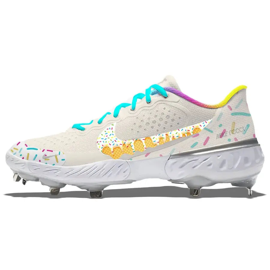 Nike Alpha Huarache Elite 3 Low Cleats with donut sprinkle design for baseball