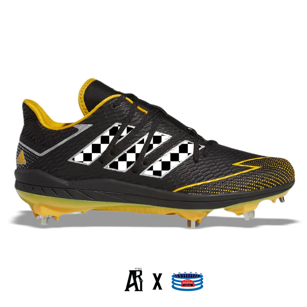 Black and yellow Adidas Adizero Afterburner 7 baseball cleat product image
