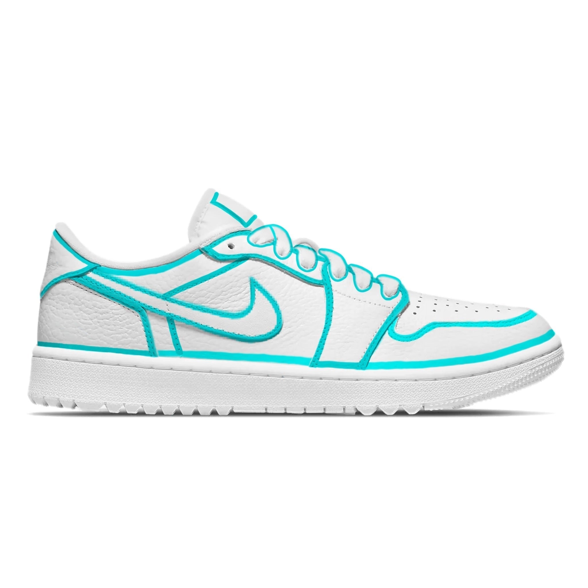 ’Teal Lines’ Jordan 1 Golf Shoes - Sneakers