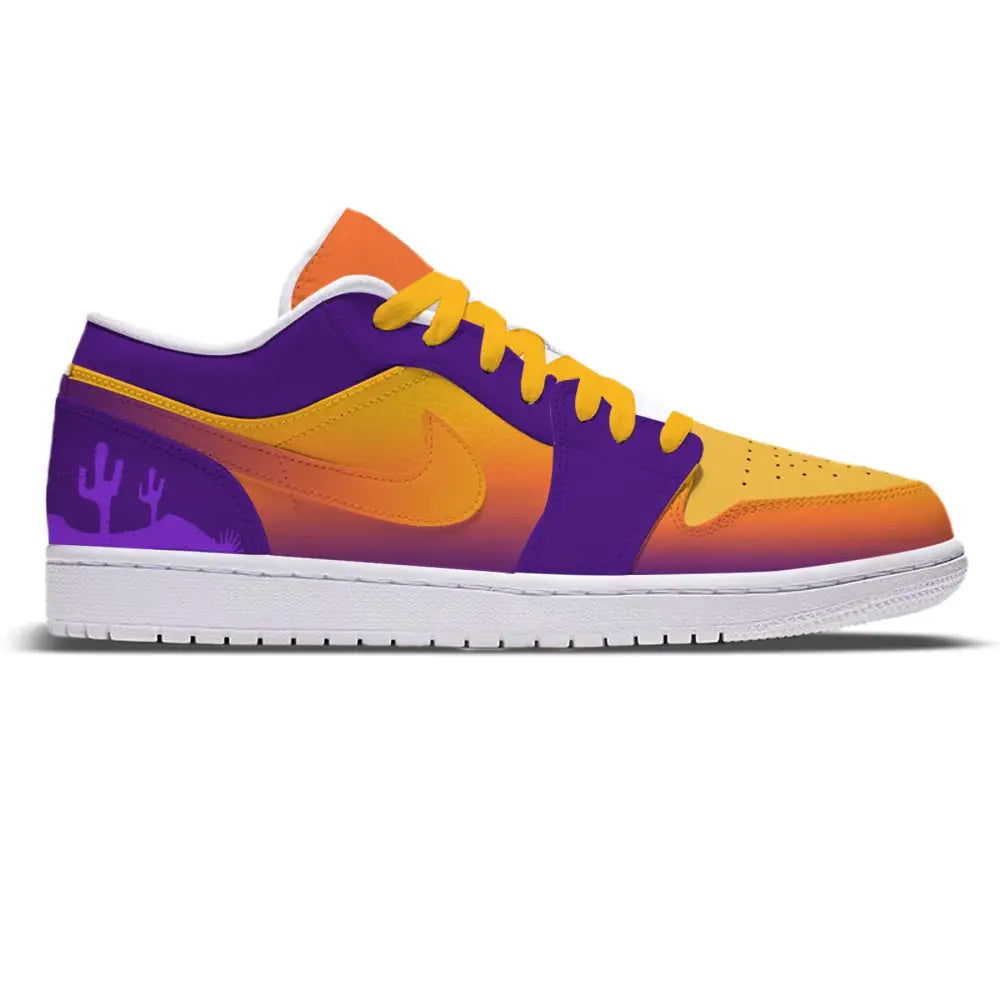 Purple and orange low-top sneaker from The Valley Jordan 1 Low Shoes collection