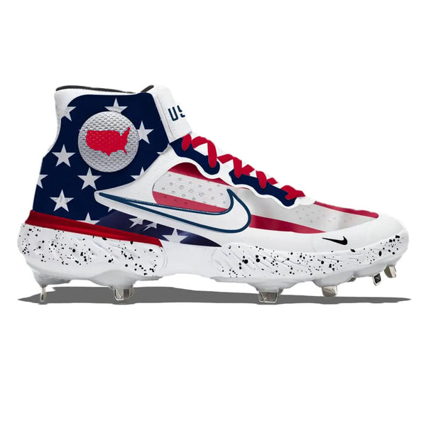 Nike Alpha Huarache スパイク 青/赤/白 USA Nike Alpha Huarache Elite 3 Mid | Stadium Custom Kicks
