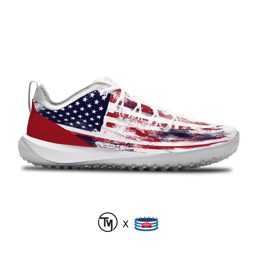 American flag-themed Nike Alpha Huarache 7 Pro Turf Shoes for patriotic athletic style