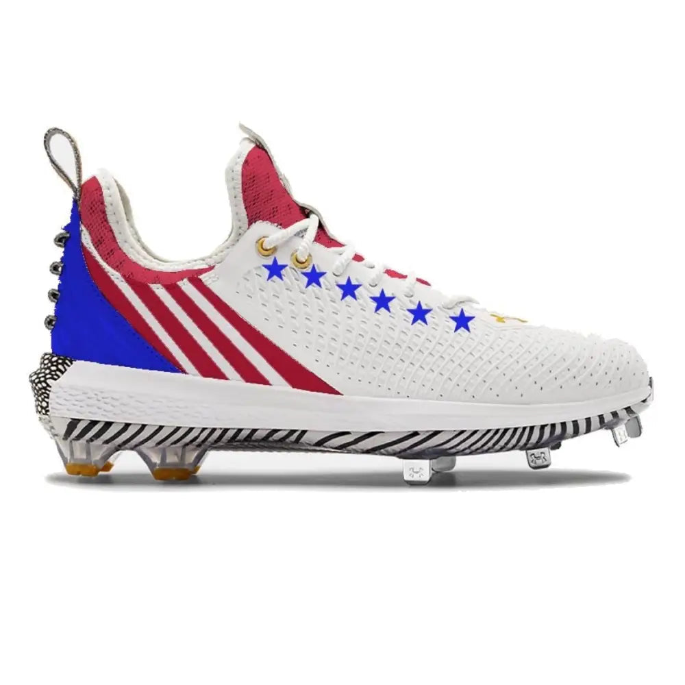 USA Under Armour Harper 5 Cleats patriotic baseball cleat in red white and blue design