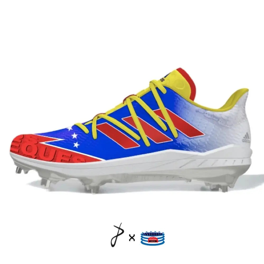 Adidas Adizero Afterburner 7 baseball cleat featuring Venezuelan flag colors