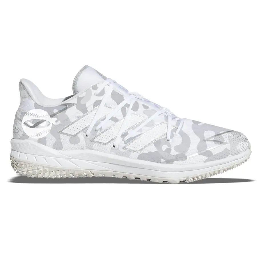 White camouflage baseball shoe from Adidas Afterburner Turf Shoes collection