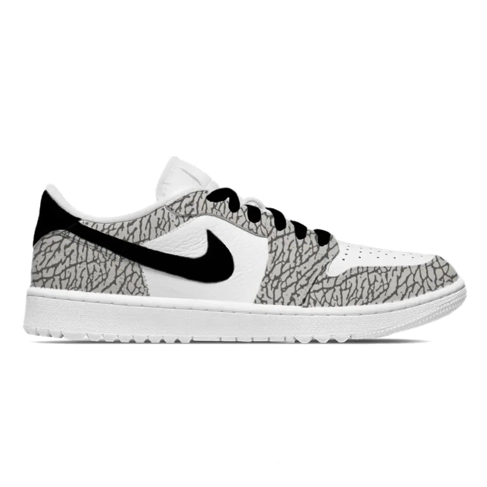 elephant print gray color way low top golf shoes.