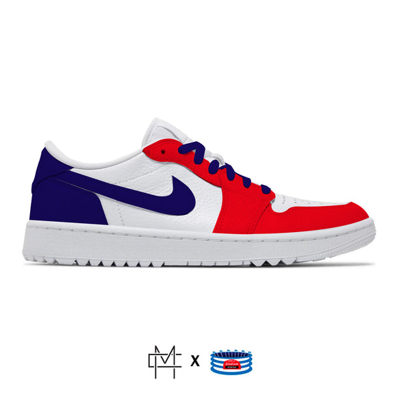 malm en anden Afslag Red, White & Blue" Jordan 1 Golf Shoes – Stadium Custom Kicks