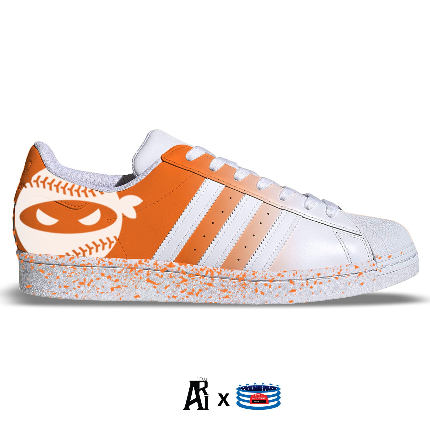 Twisted Produktivitet tweet Orange Ninja" Adidas Superstar Shoes – Stadium Custom Kicks