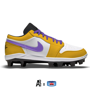 Gold and purple football cleats sales
