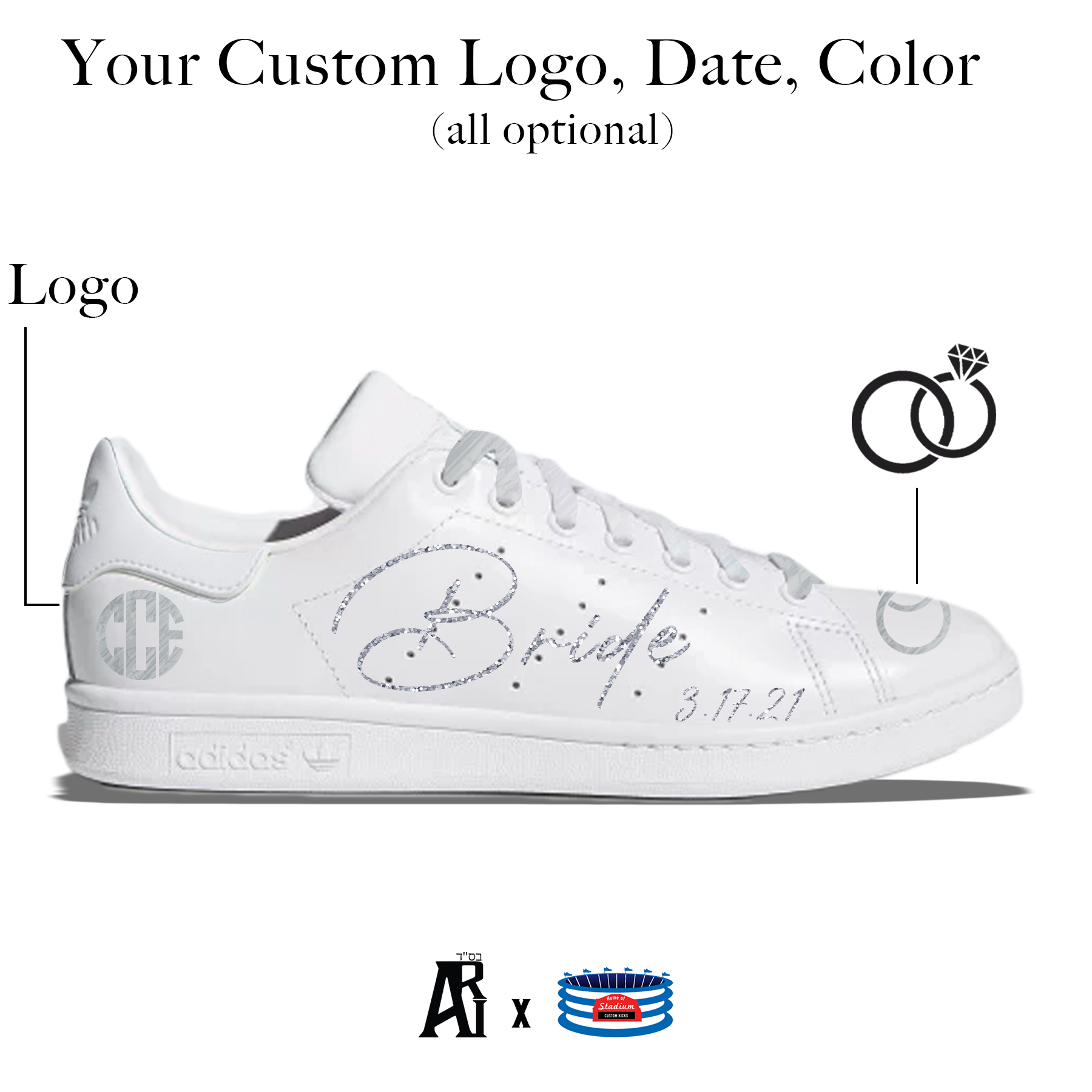Vervullen Vergelding code Glitter Bride" Adidas Stan Smith Shoes – Stadium Custom Kicks