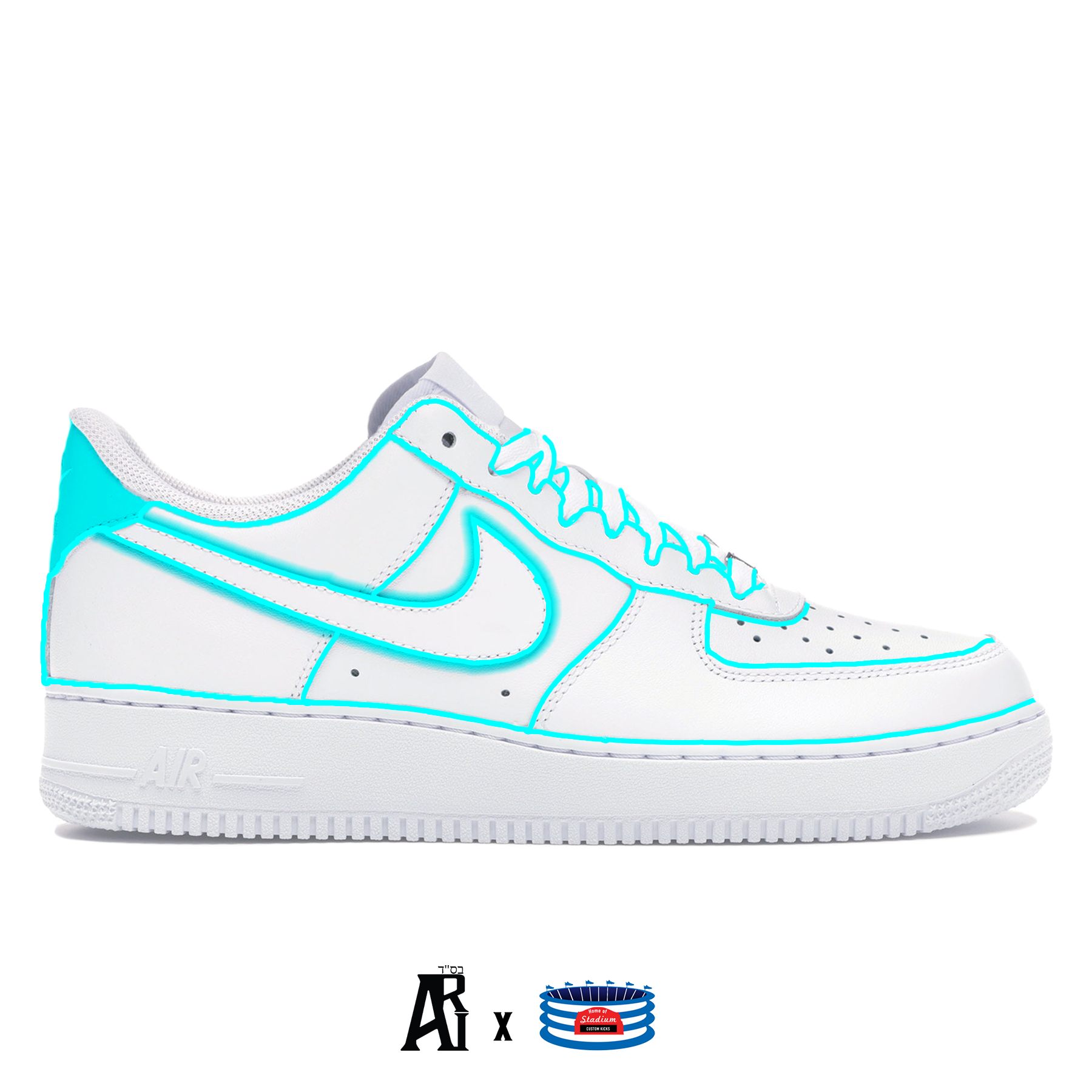 Nike Air Force 1 Black Neon Outline Custom Shoes Blue Green Yellow Pink All  Size
