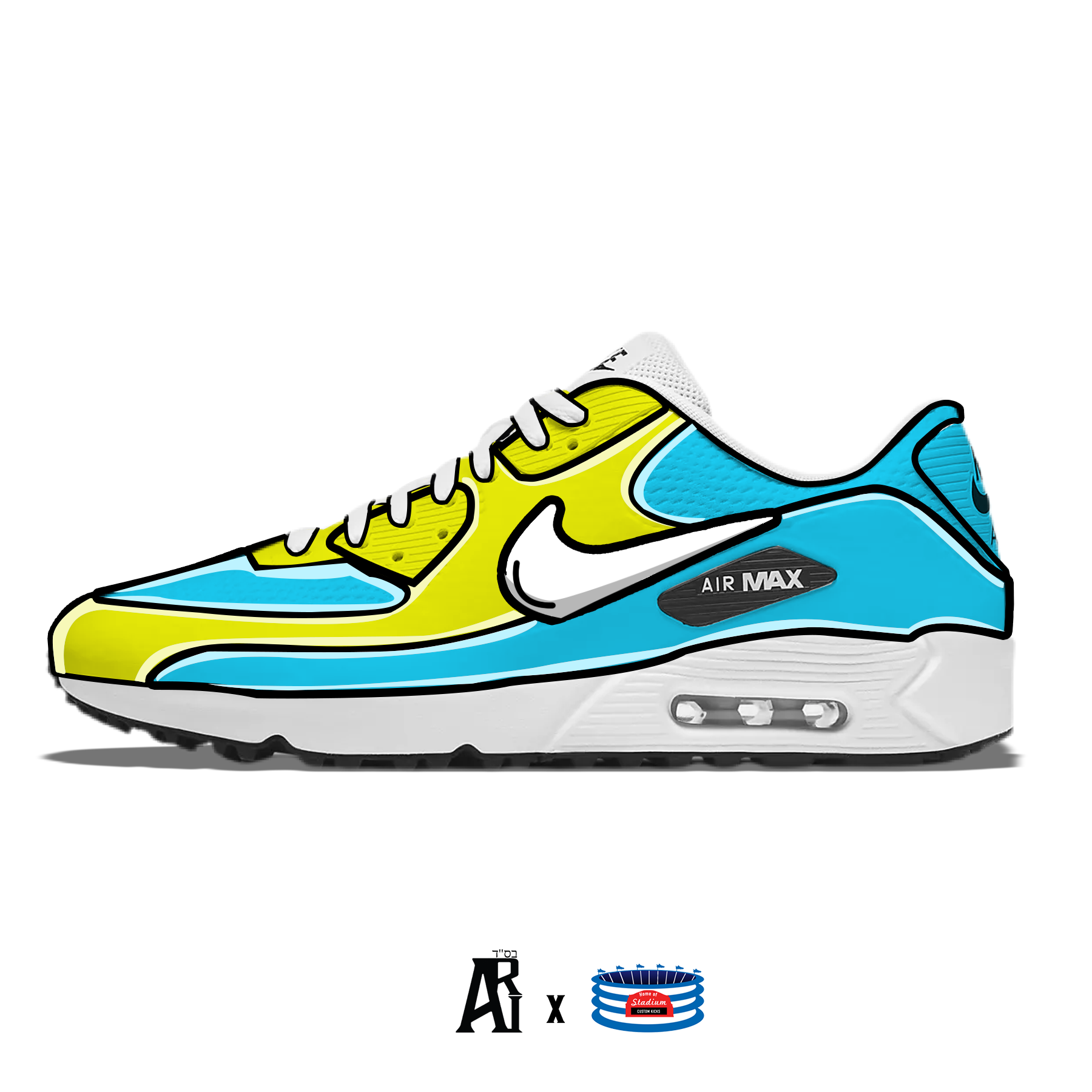 triunfante Boda Sobriqueta Cartoon" Nike Air Max 90 G Golf Shoes – Stadium Custom Kicks