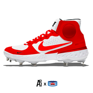 "Red and White" Nike Alpha Huarache Elite 3 Mid Cleats