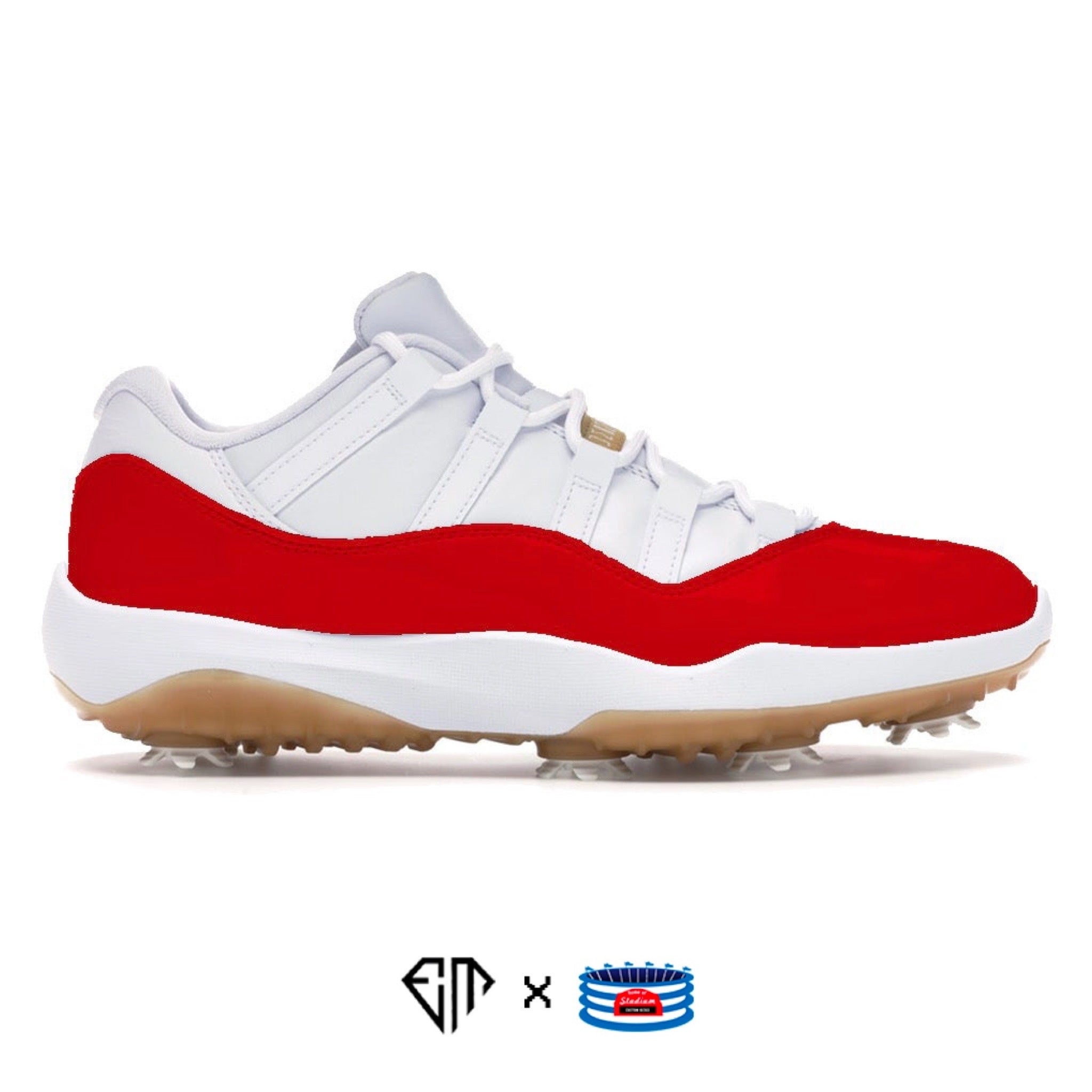 Cherry Jordan 11 Retro Low Golf Shoes – Stadium Custom Kicks