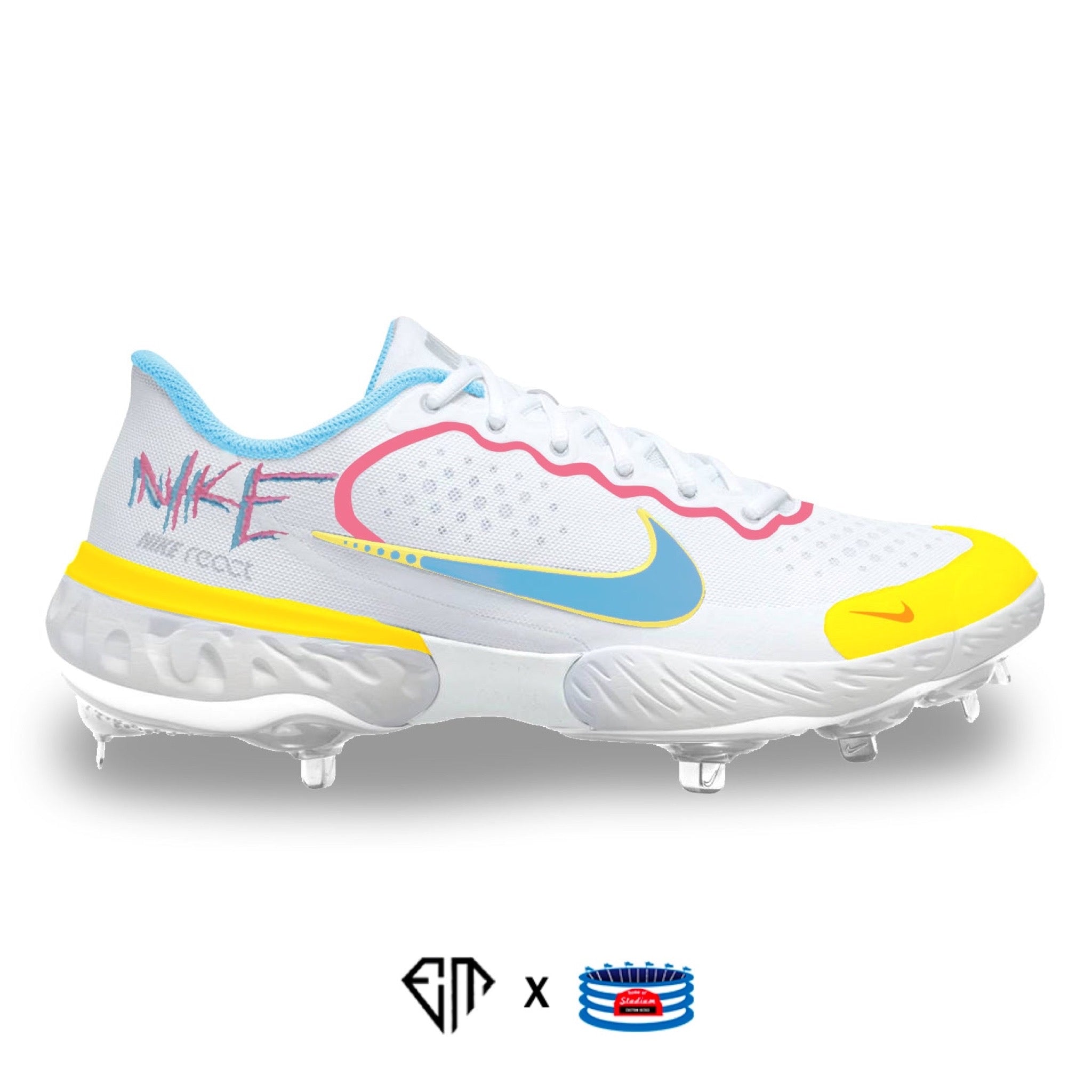 Neon Graffiti Nike Alpha Huarache Elite 3 Cleats – Stadium Custom Kicks