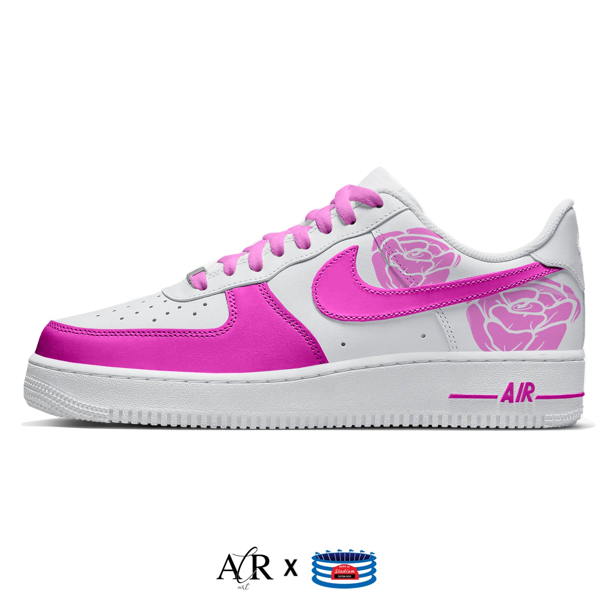 Pink Roses Nike Air Force 1 Low Shoes – Stadium Custom Kicks