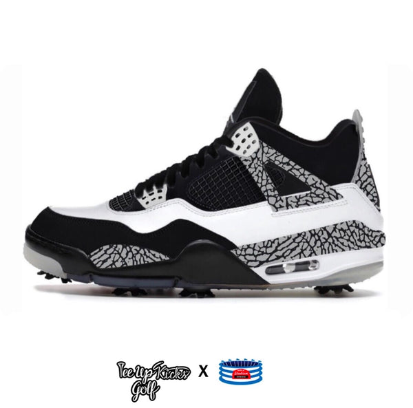 Reverse Cement Jordan 4 Retro Golf Shoes – Stadium Custom Kicks