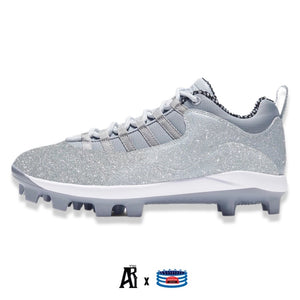 "Silver Glitter” Jordan 10 MCS Low Baseball Cleats